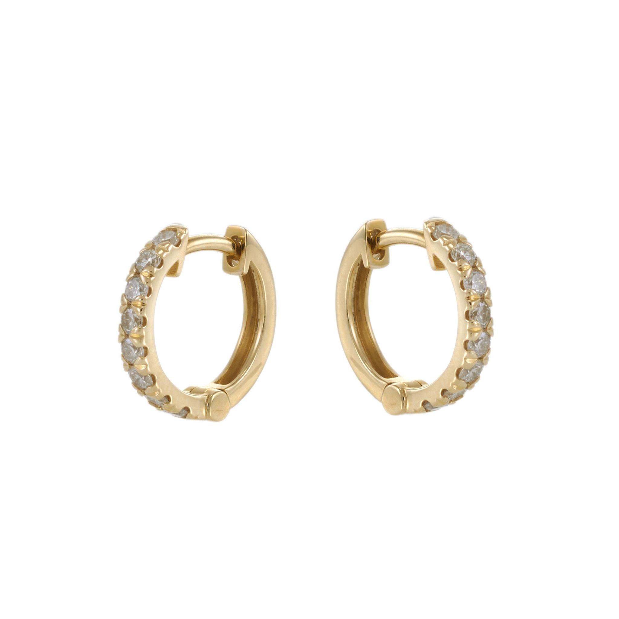 14KT Yellow Gold Diamond Huggie Earrings – 12MM, 0.31CTW