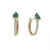 14KT Yellow Gold Emerald and Diamond Huggie Earrings