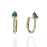 14KT Yellow Gold Emerald and Diamond Huggie Earrings