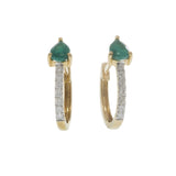 14KT Yellow Gold Emerald and Diamond Huggie Earrings