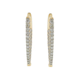 14KT Yellow Gold V-Shape Pavé Diamond Hoop Earrings