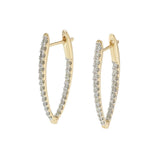 14KT Yellow Gold V-Shape Pavé Diamond Hoop Earrings