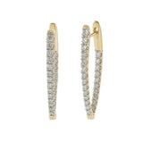 14KT Yellow Gold V-Shape Pavé Diamond Hoop Earrings