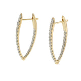 14KT Yellow Gold V-Shape Pavé Diamond Hoop Earrings