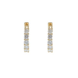 14KT Yellow Gold Round Diamond Huggie Hoop Earrings - 12MM