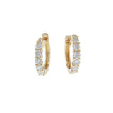 14KT Yellow Gold Round Diamond Huggie Hoop Earrings - 12MM