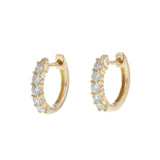 14KT Yellow Gold Round Diamond Huggie Hoop Earrings - 12MM