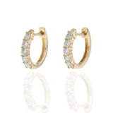 14KT Yellow Gold Round Diamond Huggie Hoop Earrings - 12MM