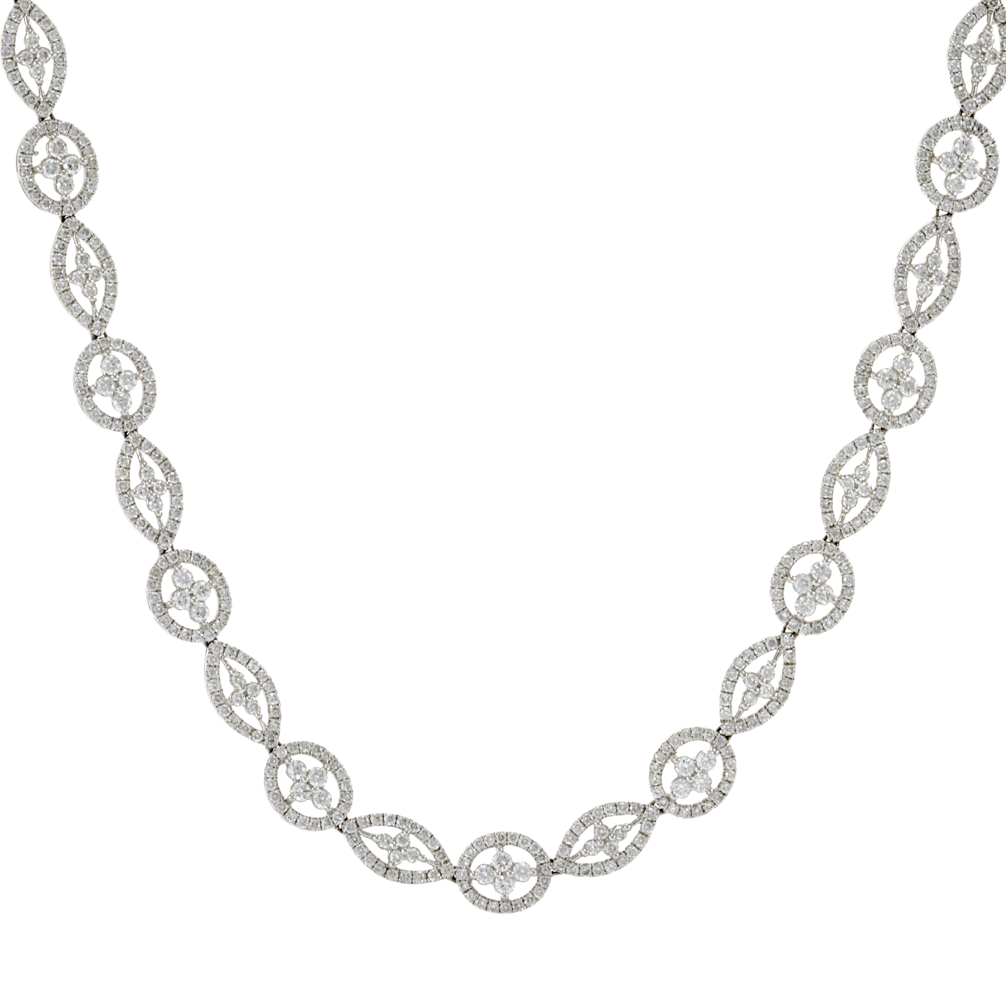 18KT White Gold Halo Diamond Necklace