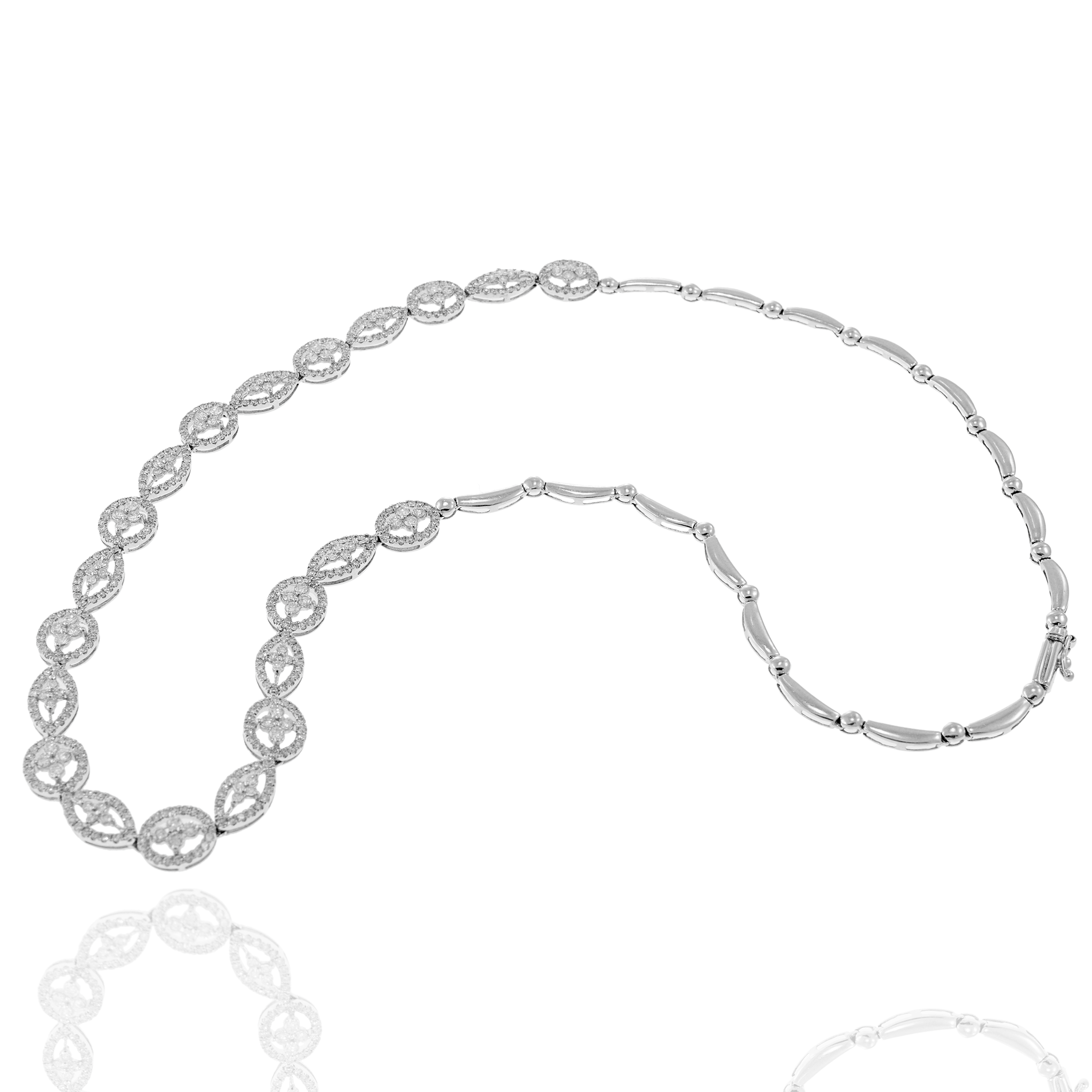 18KT White Gold Halo Diamond Necklace