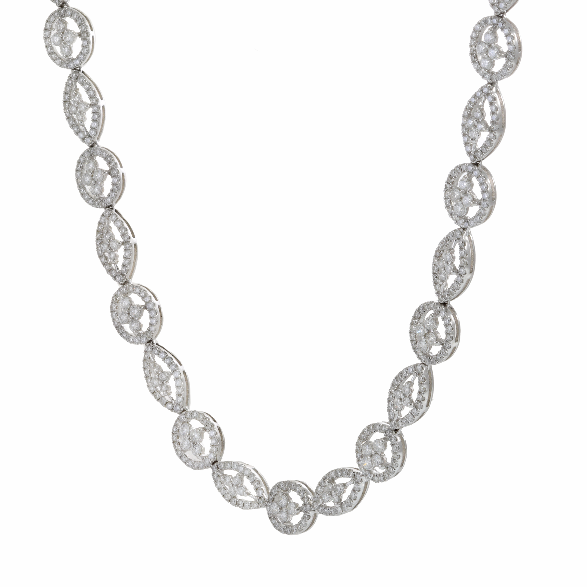 18KT White Gold Halo Diamond Necklace