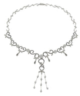 18KT White Gold Scallop Drop Diamond Necklace