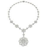 18KT White Gold Diamond Flower Drop Necklace