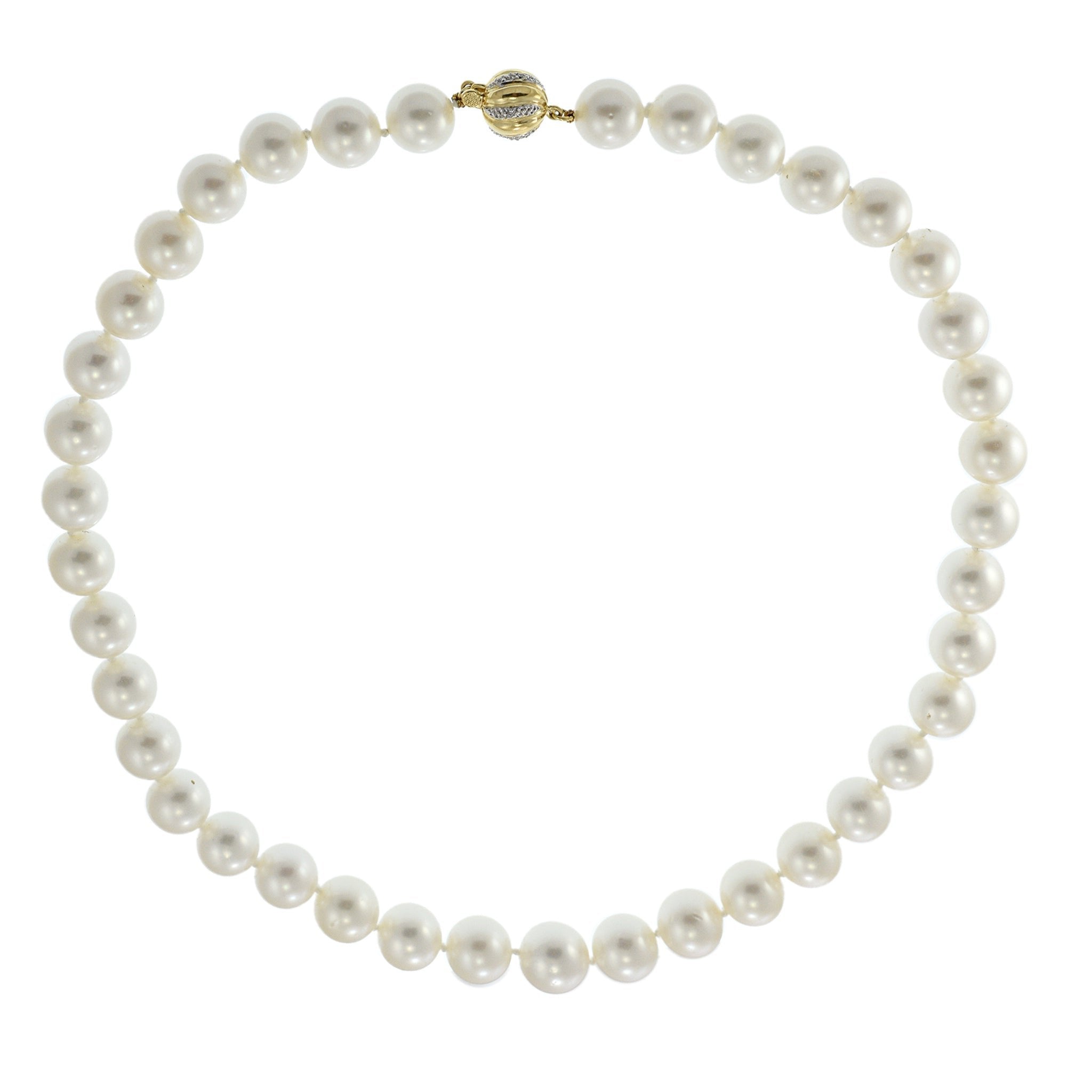 Genuine South Sea Pearl Necklace with 14KT Gold Diamond Ball Clasp