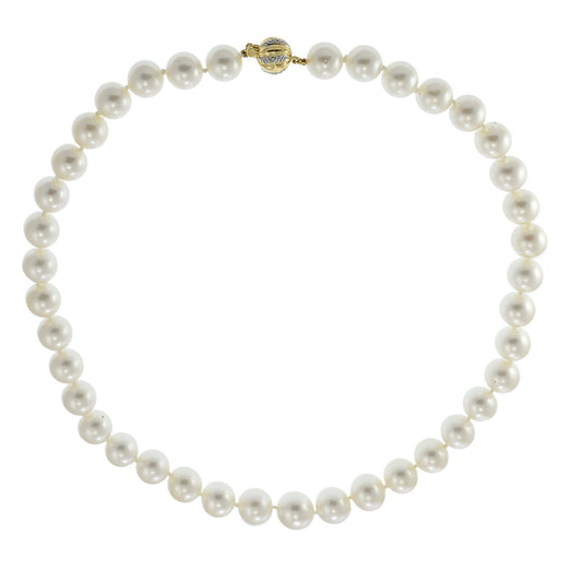 Genuine South Sea Pearl Necklace with 14KT Gold Diamond Ball Clasp