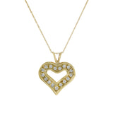 14KT Yellow Gold Diamond Heart Pendant Necklace