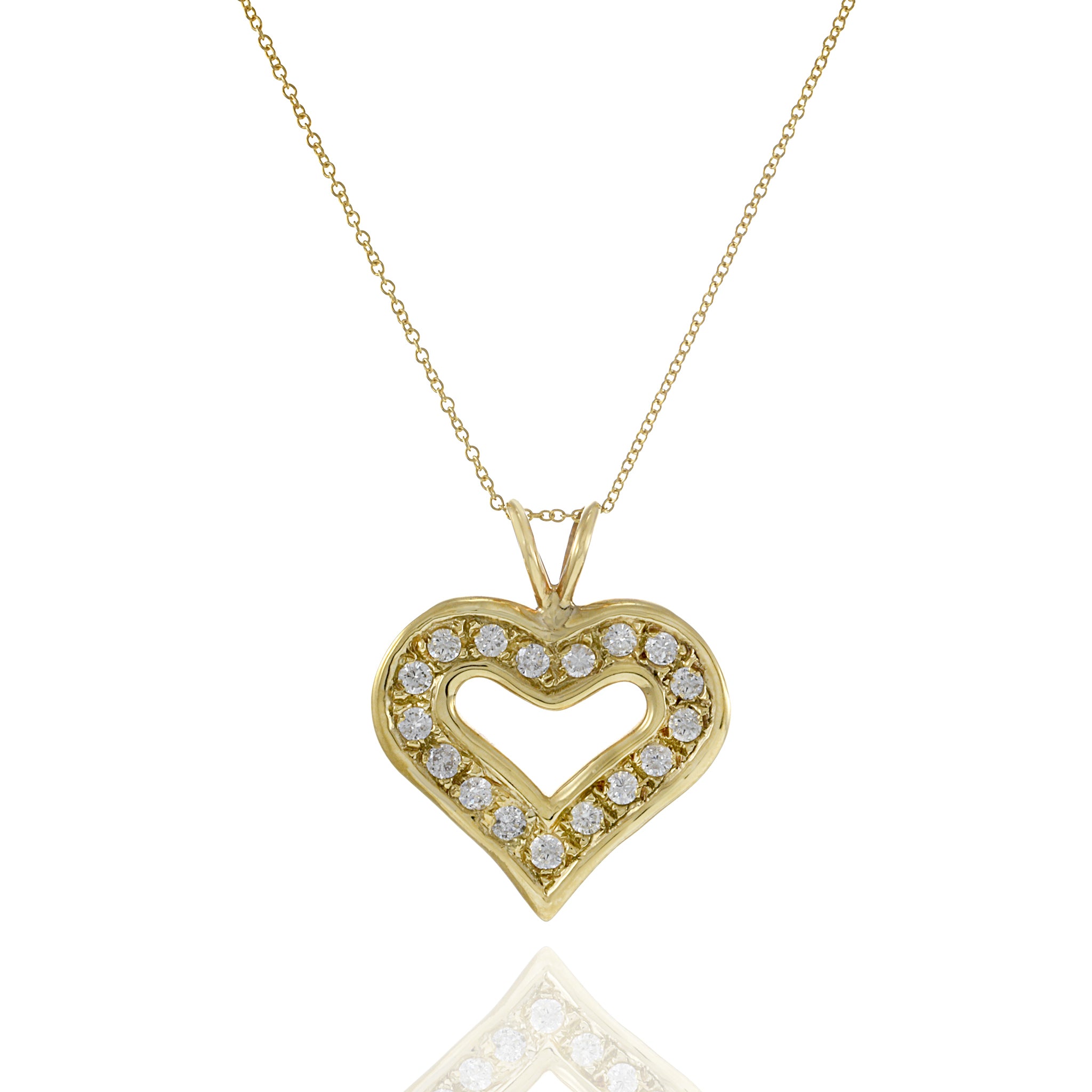 14KT Yellow Gold Diamond Heart Pendant Necklace