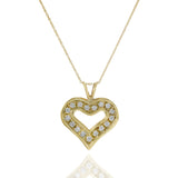 14KT Yellow Gold Diamond Heart Pendant Necklace