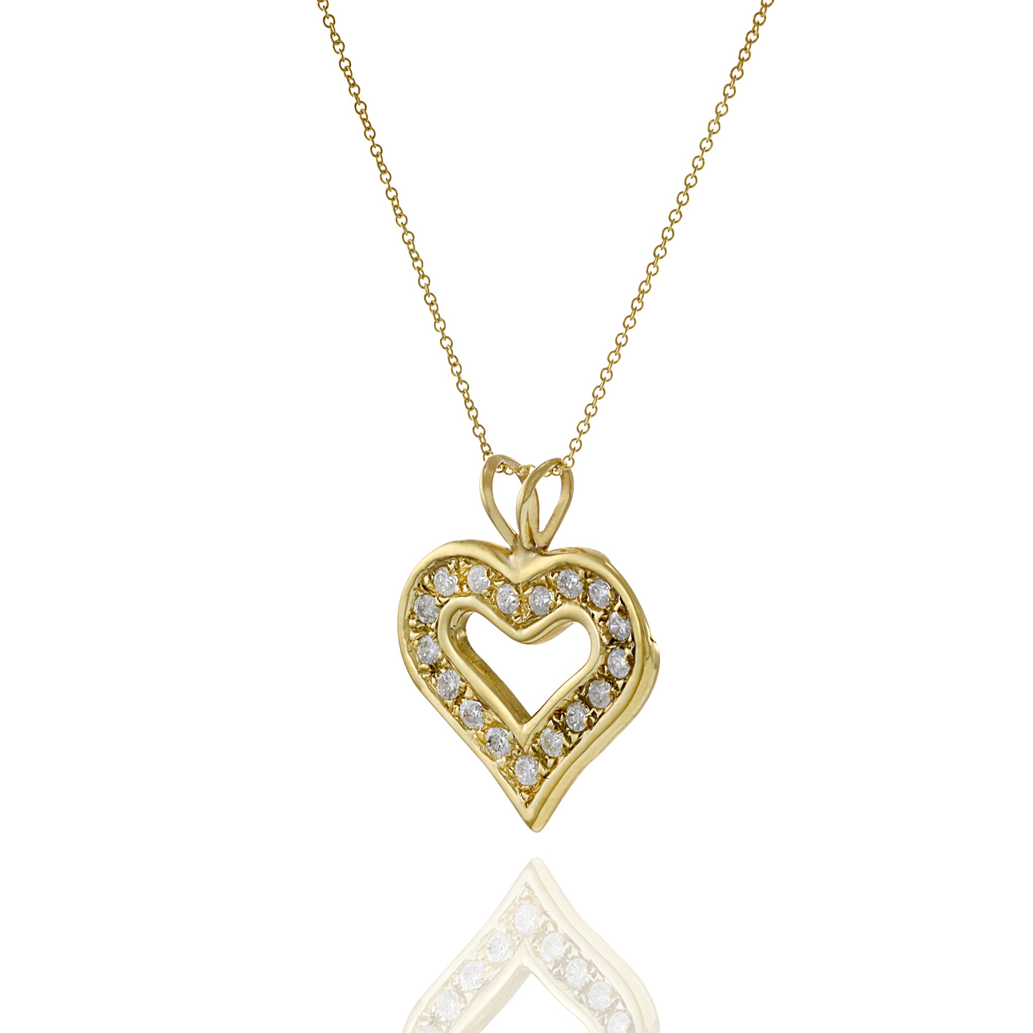 14KT Yellow Gold Diamond Heart Pendant Necklace