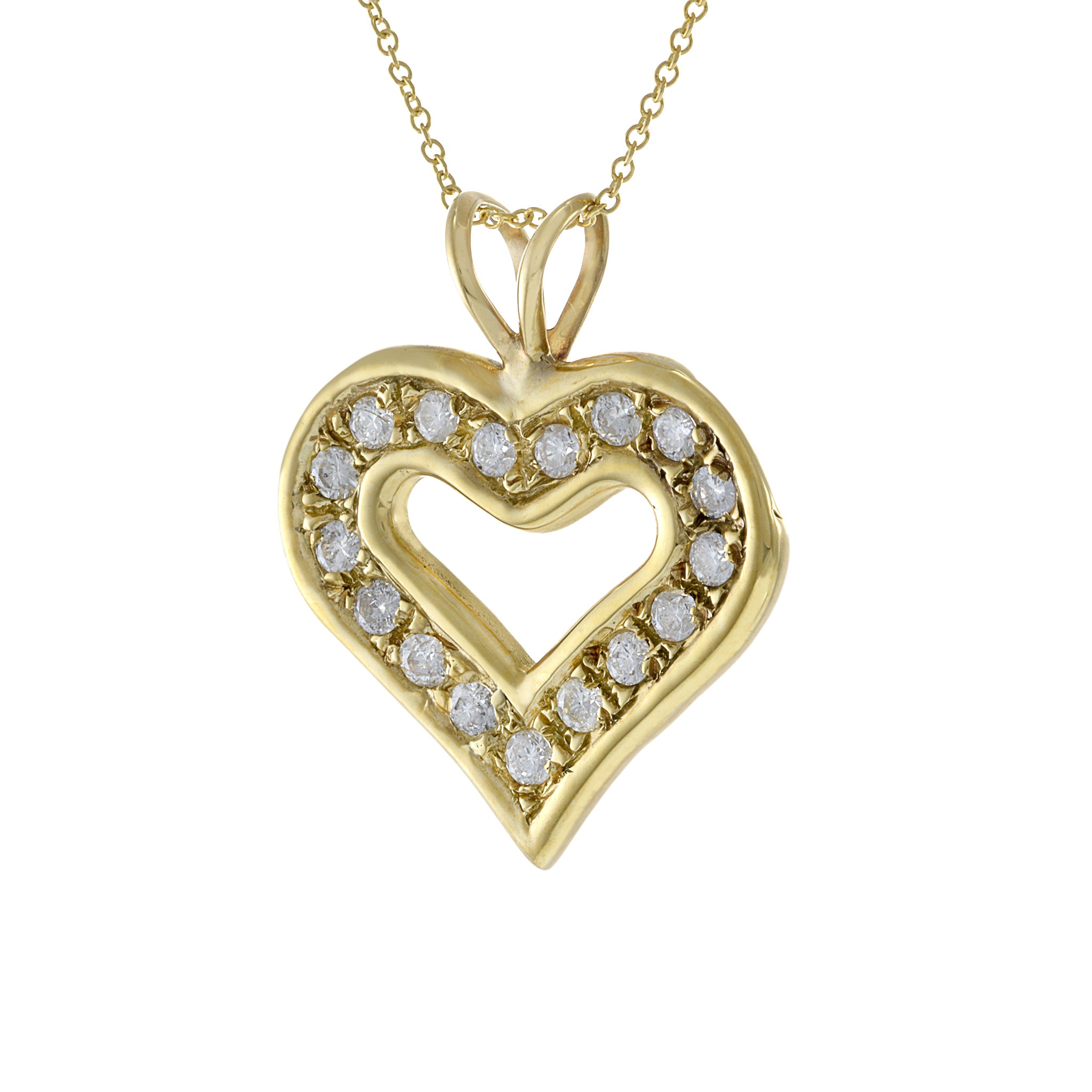 14KT Yellow Gold Diamond Heart Pendant Necklace