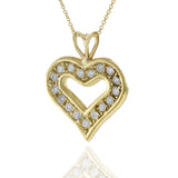 14KT Yellow Gold Diamond Heart Pendant Necklace