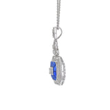 14KT White Gold Multi Cut Sapphire Diamond Fancy Drop Necklace