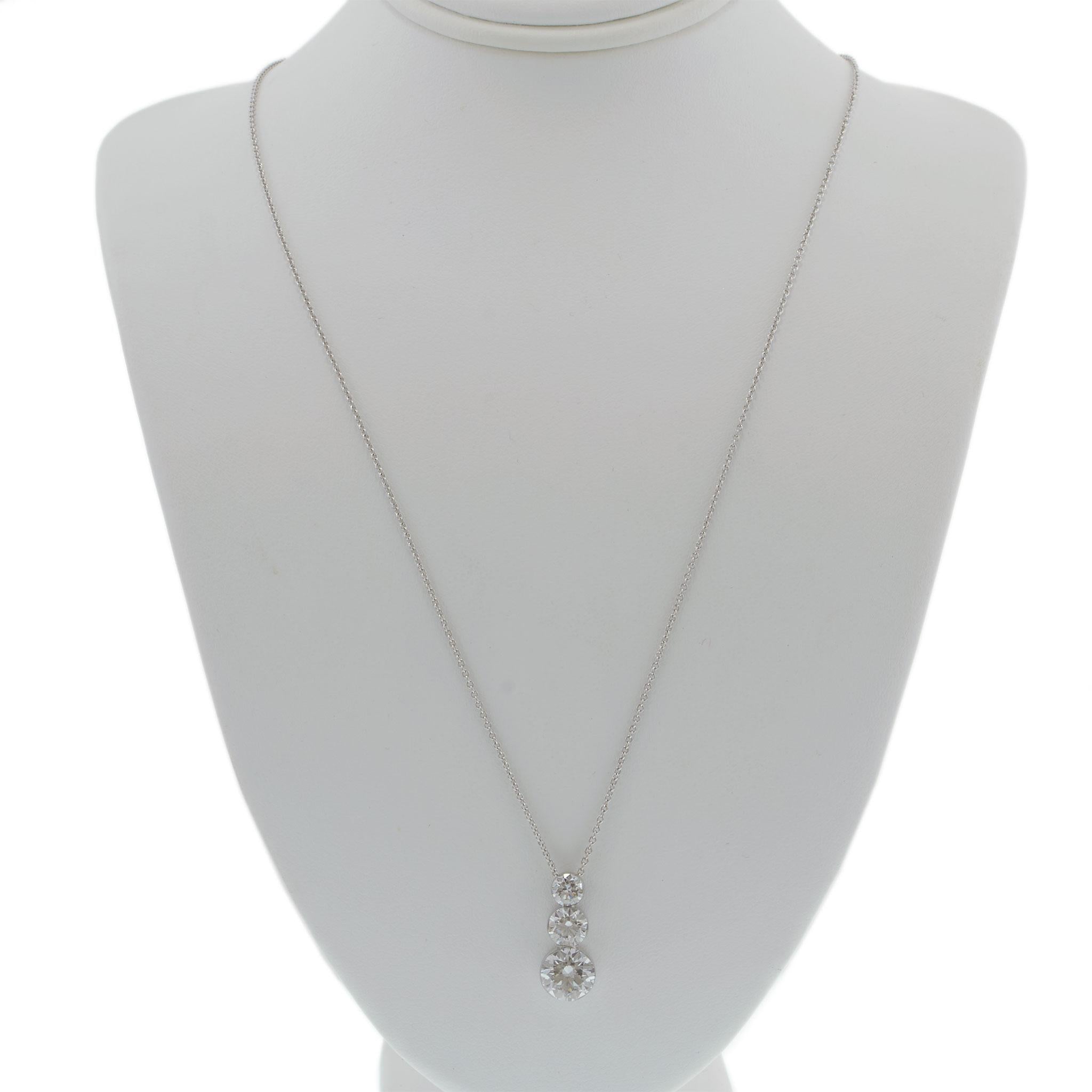 Graduated Three-Stone Lab-Grown Diamond Pendant Necklace