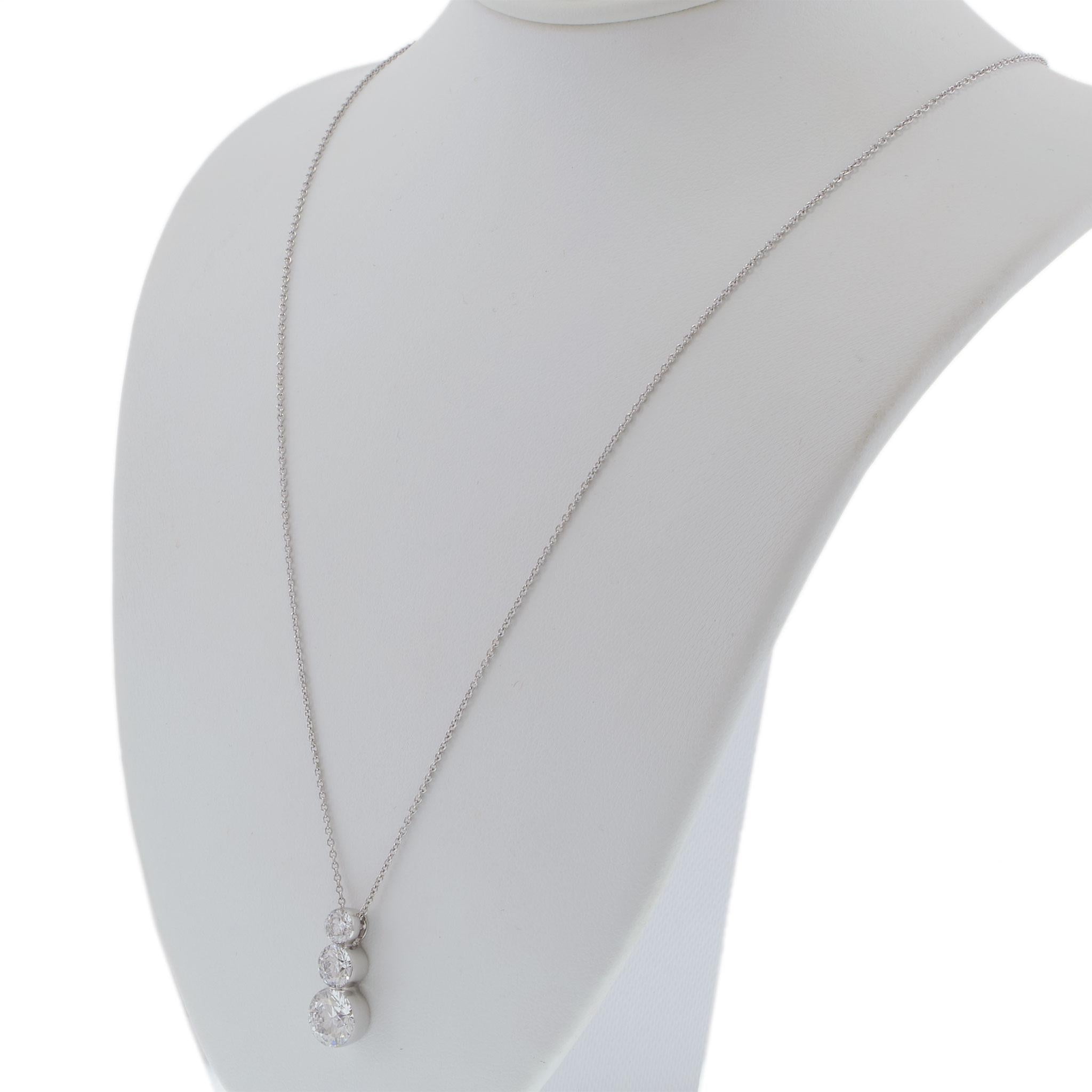 Graduated Three-Stone Lab-Grown Diamond Pendant Necklace