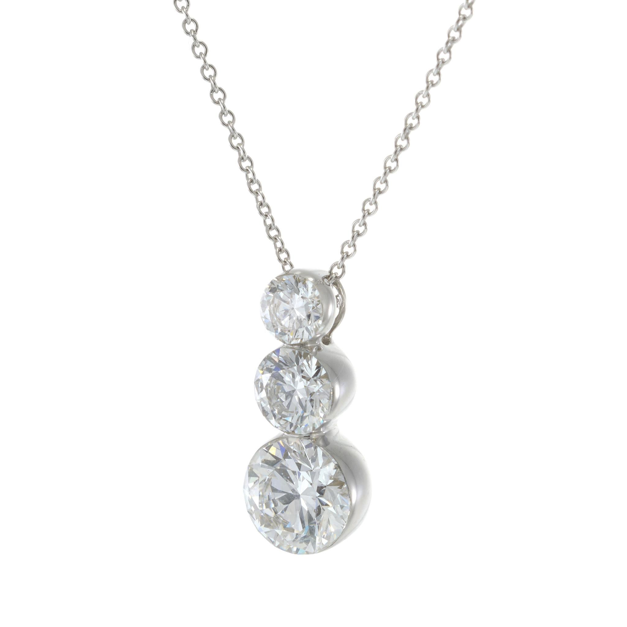Graduated Three-Stone Lab-Grown Diamond Pendant Necklace