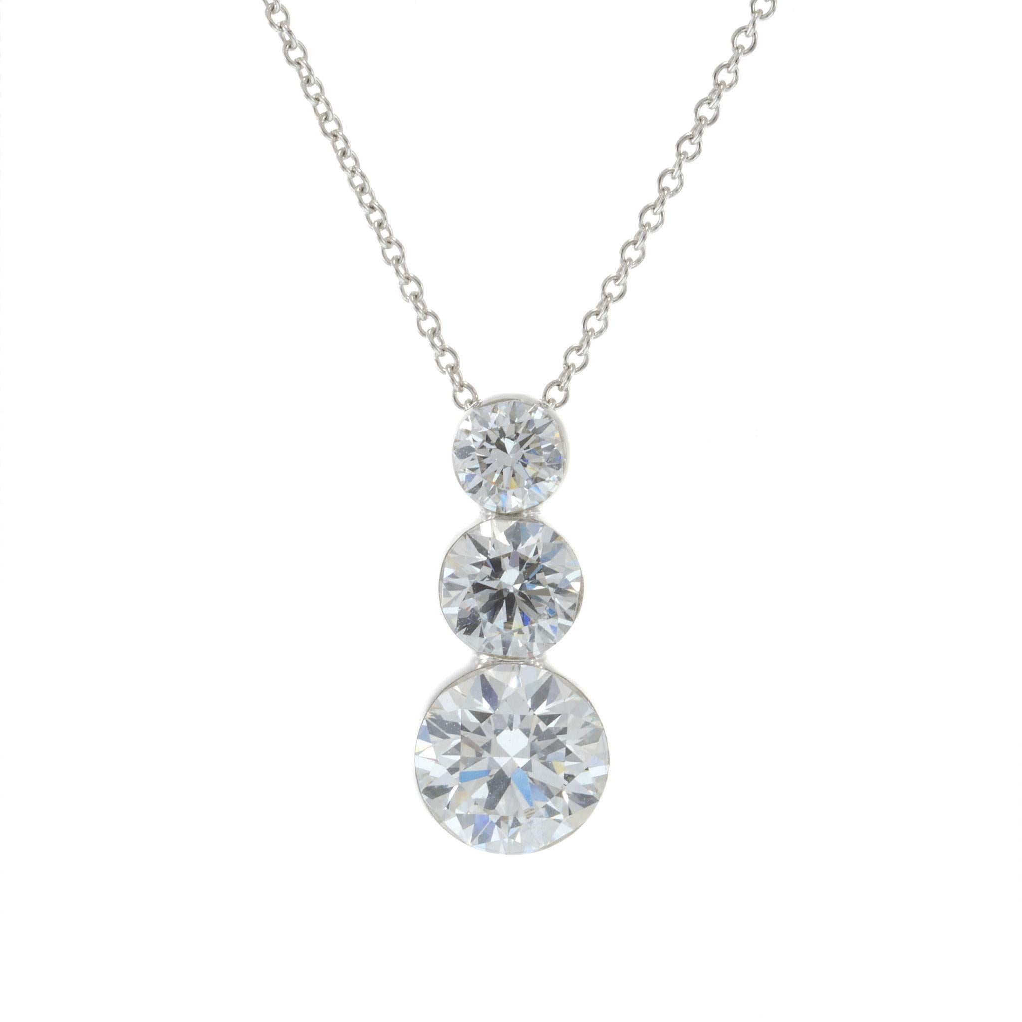 Graduated Three-Stone Lab-Grown Diamond Pendant Necklace