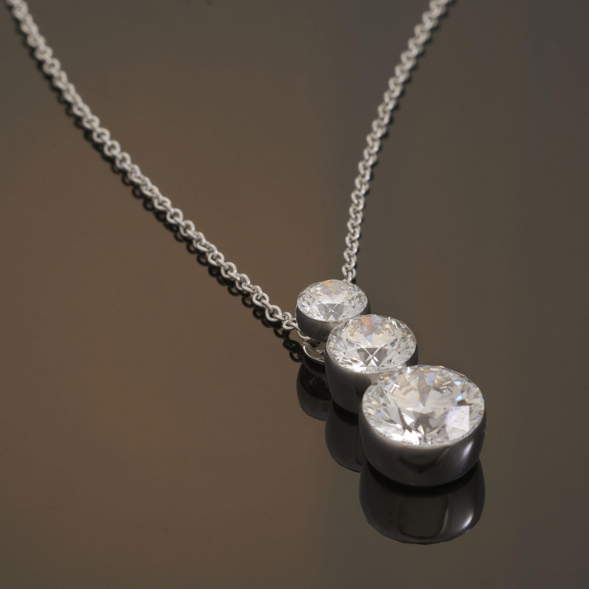 Graduated Three-Stone Lab-Grown Diamond Pendant Necklace