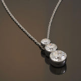 Graduated Three-Stone Lab-Grown Diamond Pendant Necklace