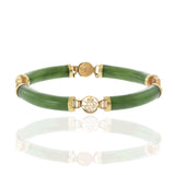 Vintage 14KT Yellow Gold Jade Link Bracelet