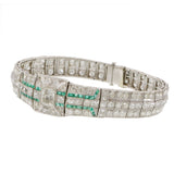 Estate 1920s Diamond Bracelet With Emeralds