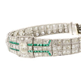 Estate 1920s Diamond Bracelet With Emeralds