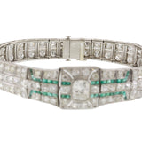 Estate 1920s Diamond Bracelet With Emeralds