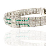 Estate 1920s Diamond Bracelet With Emeralds