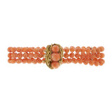 Triple Strand Natural Coral Bracelet with 14KT Yellow Gold Handmade Lock