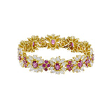 Estate 18KT Yellow Gold Diamond And Ruby Bracelet