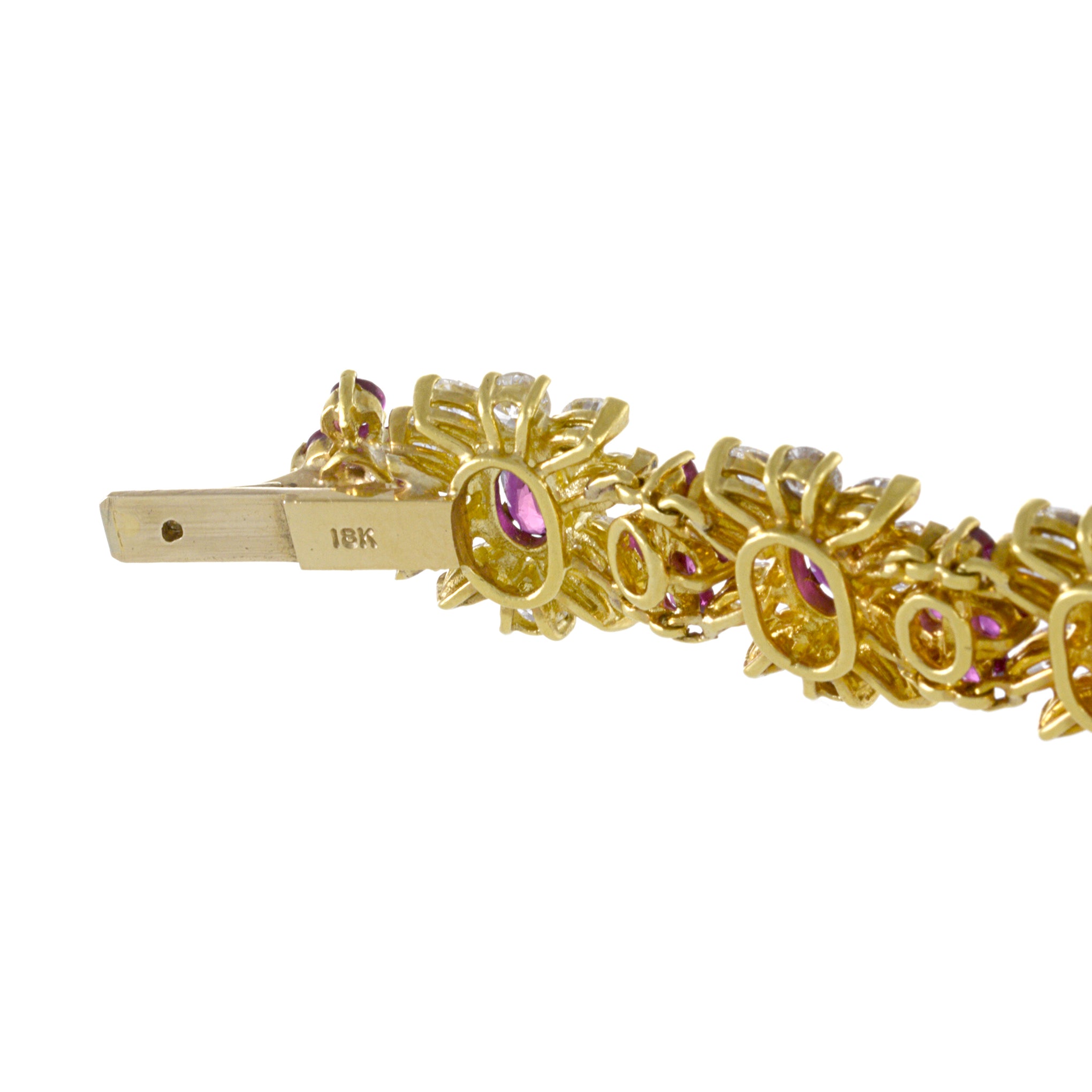 Estate 18KT Yellow Gold Diamond And Ruby Bracelet
