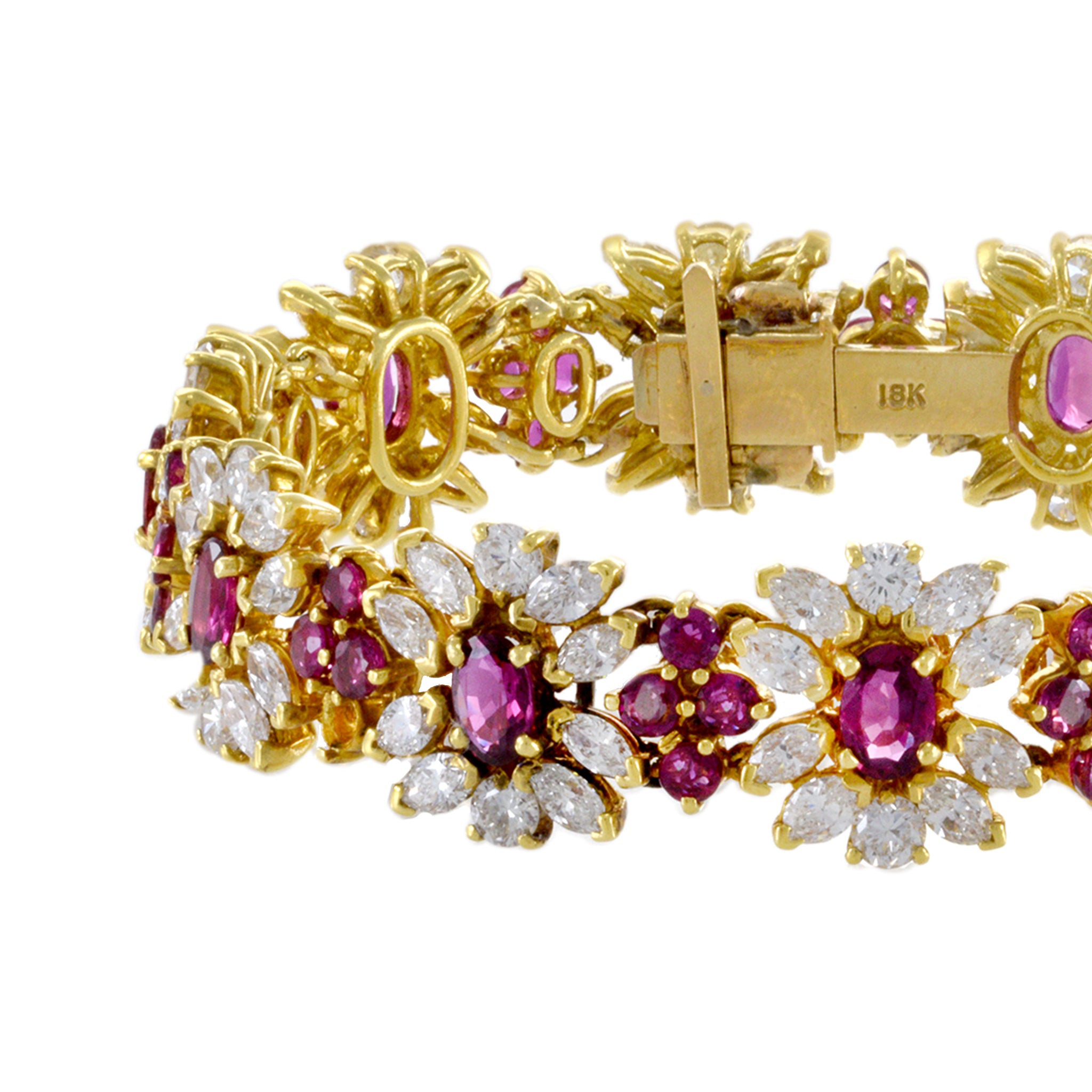 Estate 18KT Yellow Gold Diamond And Ruby Bracelet