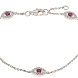 18KT White Gold Diamond And Ruby Chain Bracelet