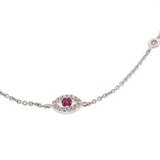 18KT White Gold Diamond And Ruby Chain Bracelet