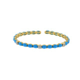 18KT Yellow Gold Turquoise And Diamond Bangle Bracelet