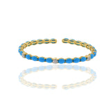 18KT Yellow Gold Turquoise And Diamond Bangle Bracelet