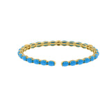 18KT Yellow Gold Turquoise And Diamond Bangle Bracelet