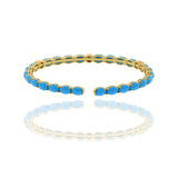 18KT Yellow Gold Turquoise And Diamond Bangle Bracelet