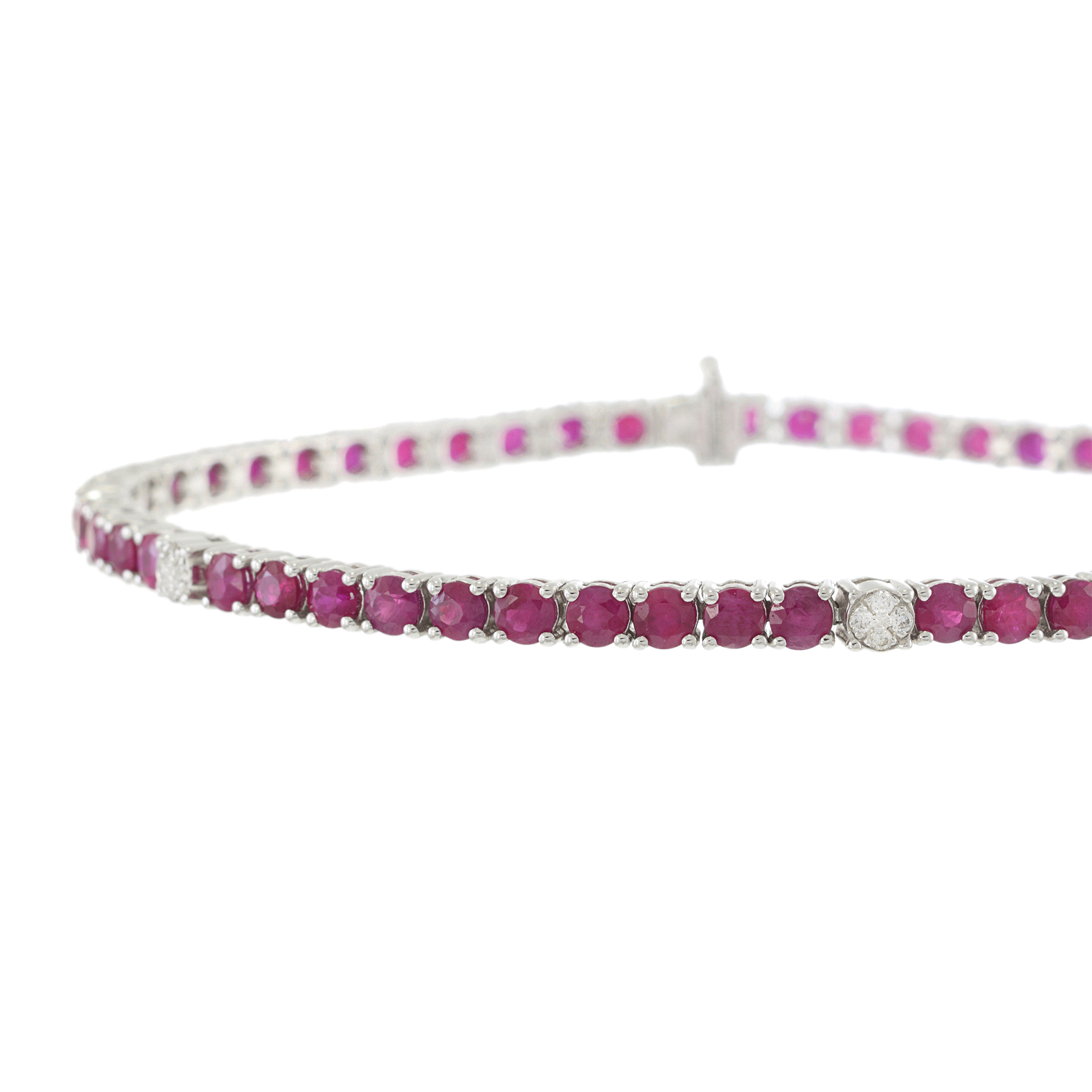 18KT White Gold Diamond And Ruby Bracelet