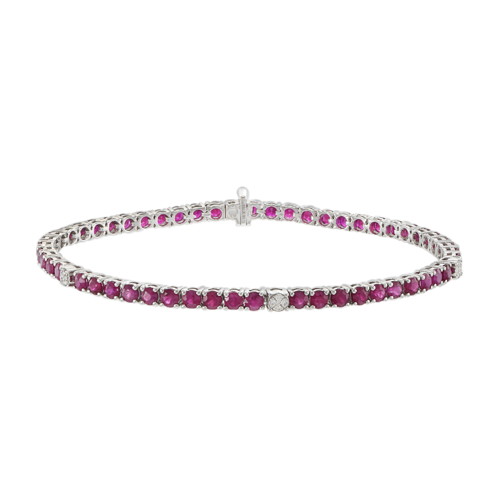 18KT White Gold Diamond And Ruby Bracelet