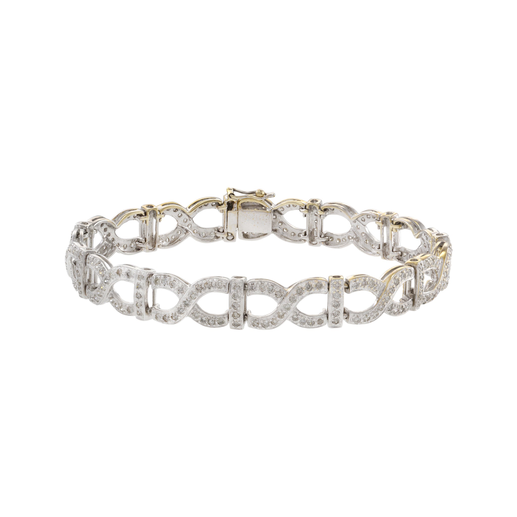 Estate 18KT White Gold X Link Diamond Bracelet